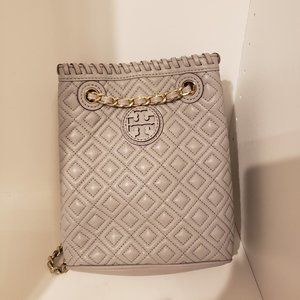 Tory Burch Gray Quilted Mini Backpack